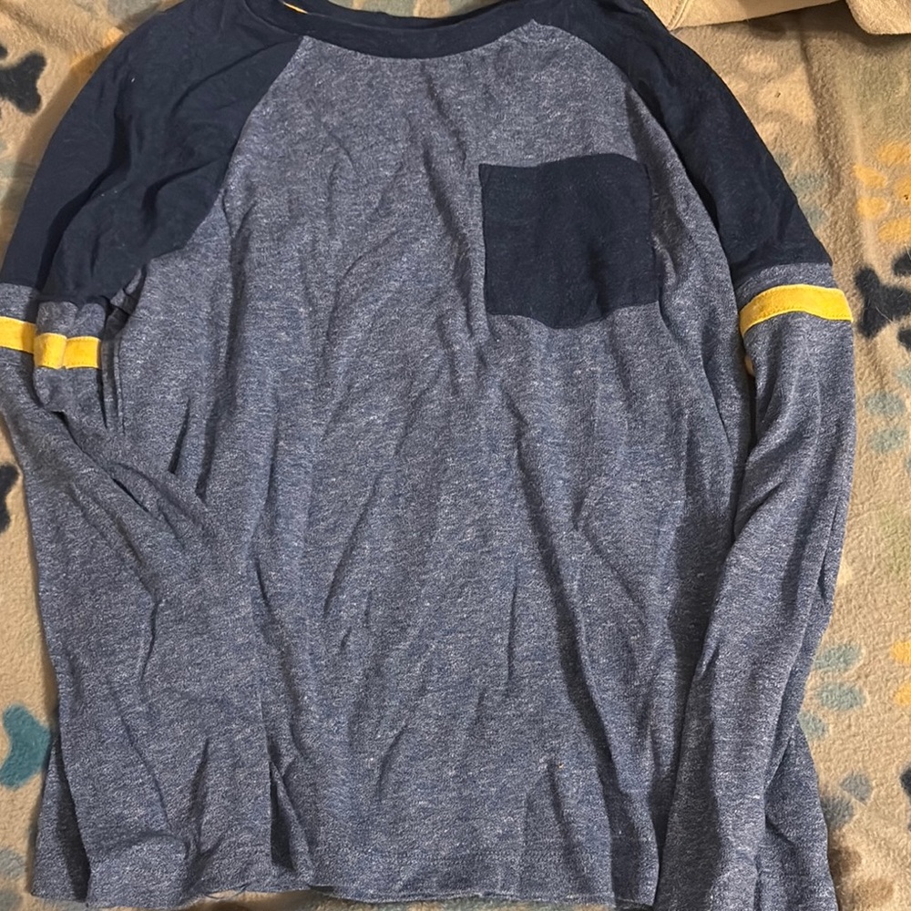 Men's Blue and Yellow Long Sleeve Shirt